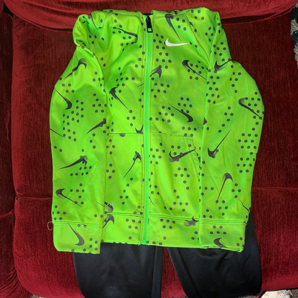 Nike Neon Green and Black Zip-Up Jacket